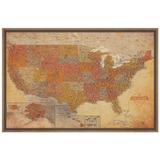 Personalized United States Pioneer Wall Map by South of Kings