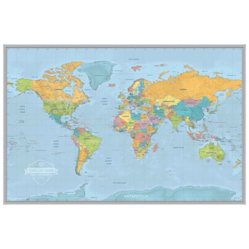 Personalized World Voyager Wall Map by South of Kings