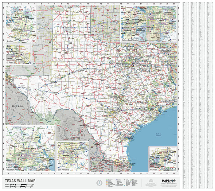 Texas State Wall Map by MapShop - The Map Shop