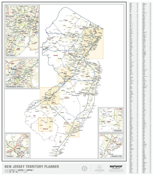 New Jersey Territory Planner Wall Map by MapShop