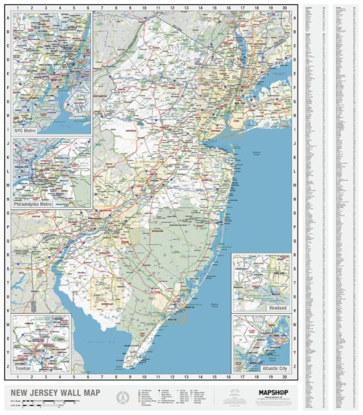 New Jersey State Wall Map by MapShop
