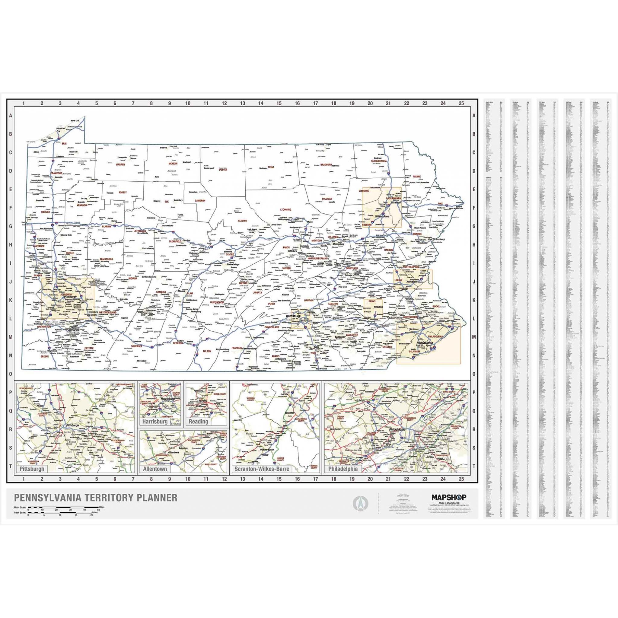 Pennsylvania Territory Planner Wall Map by MapShop