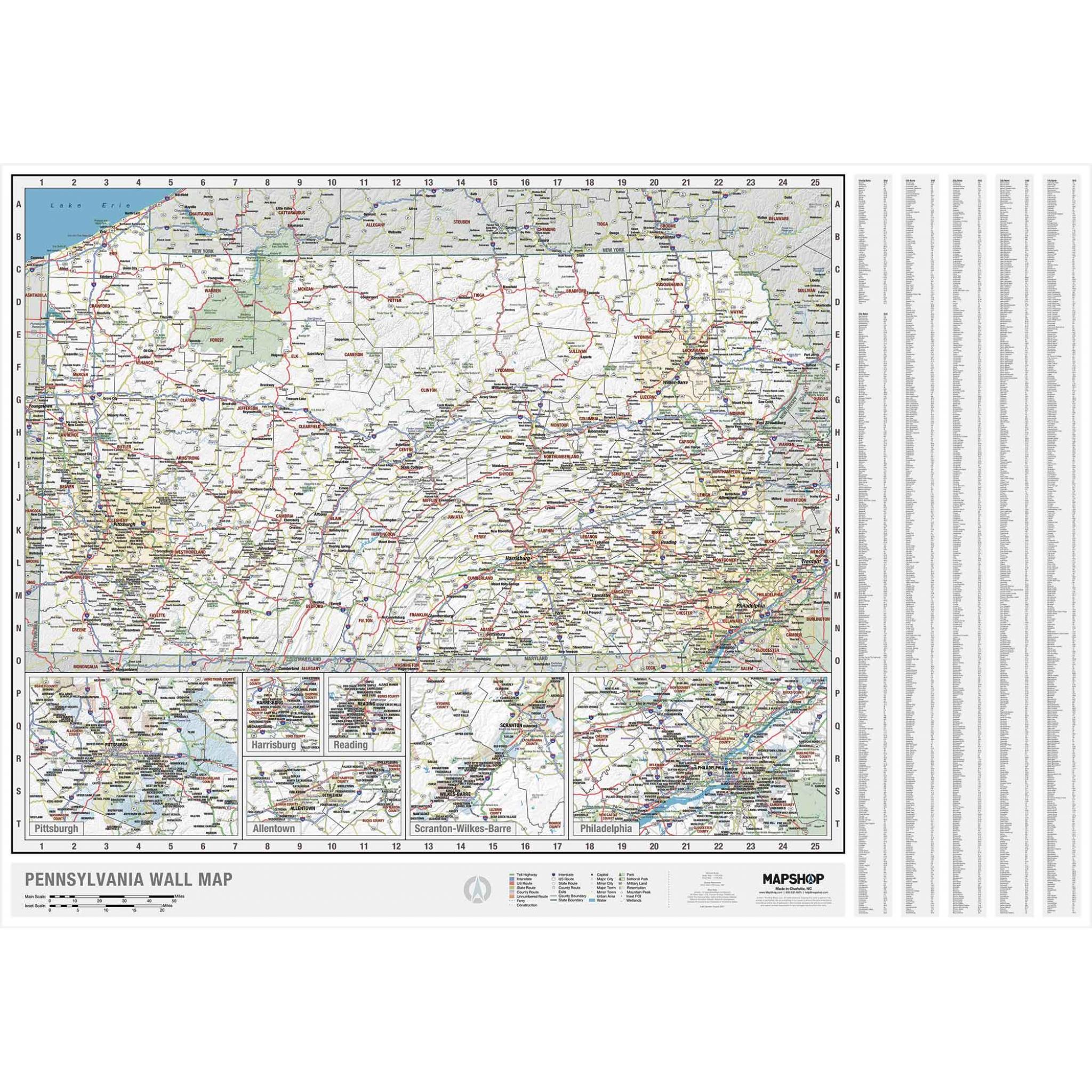 Pennsylvania State Wall Map by MapShop