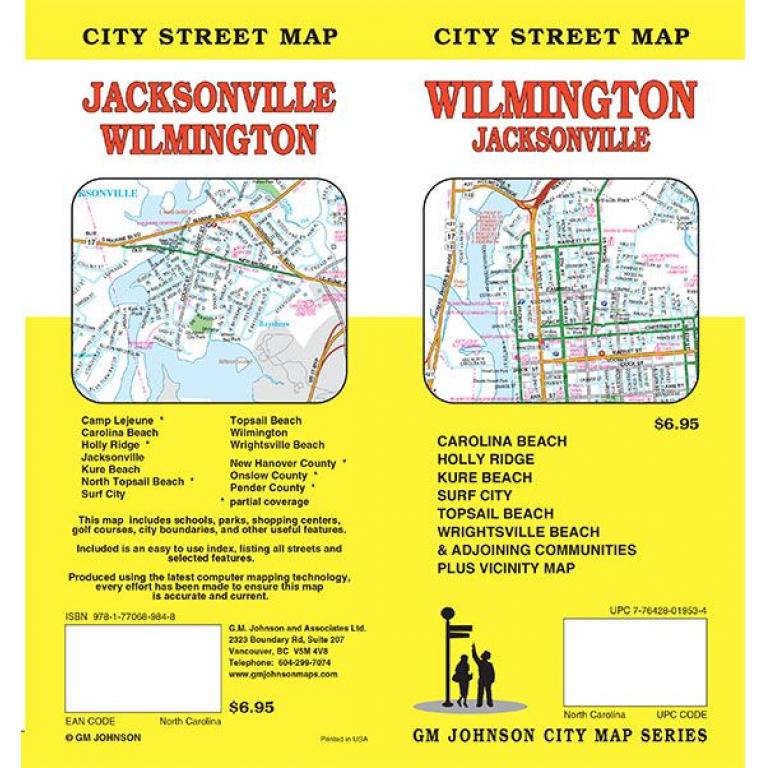 GM Johnson - Wilmington & Jacksonville - Folding Travel Map