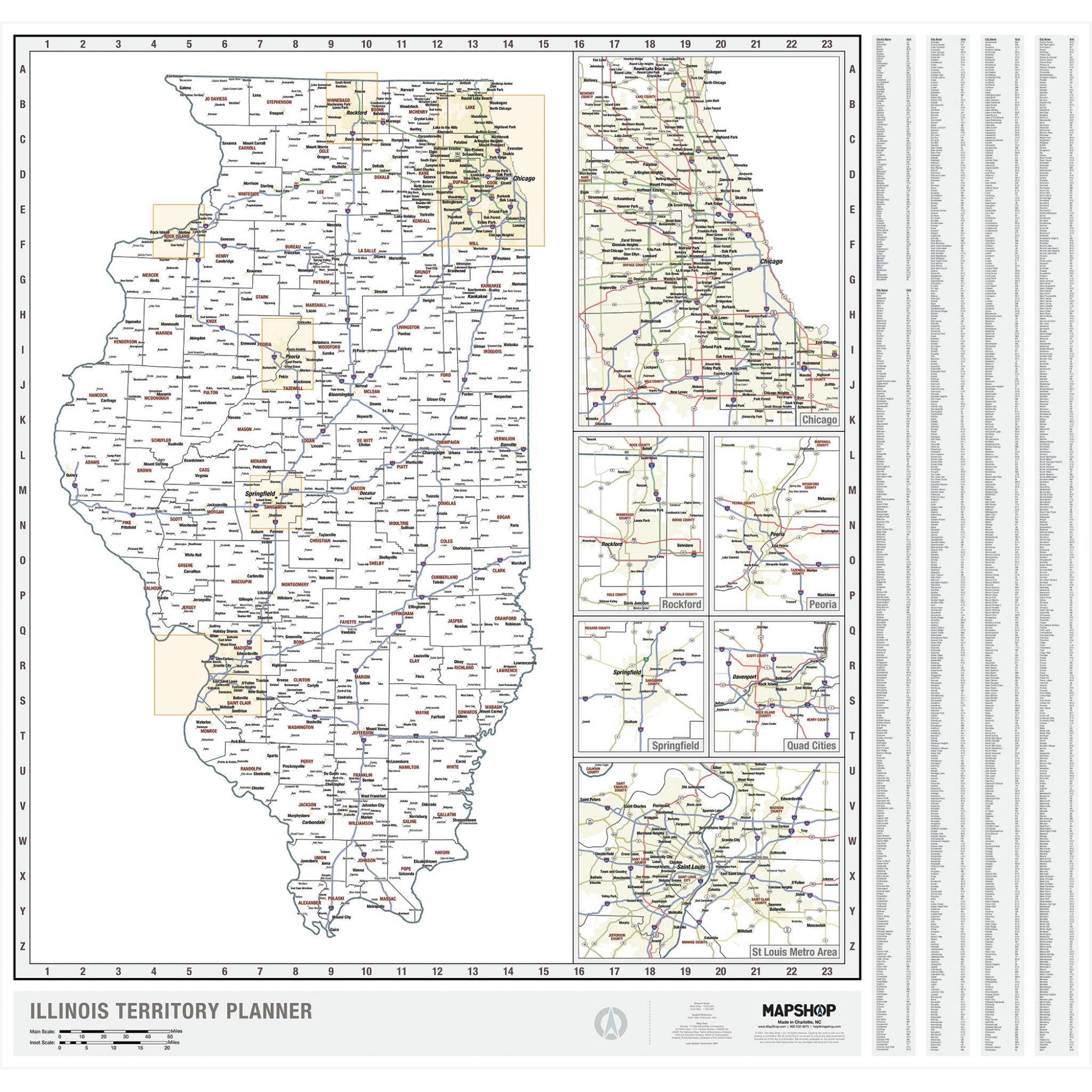 Illinois Territory Planner Wall Map by MapShop