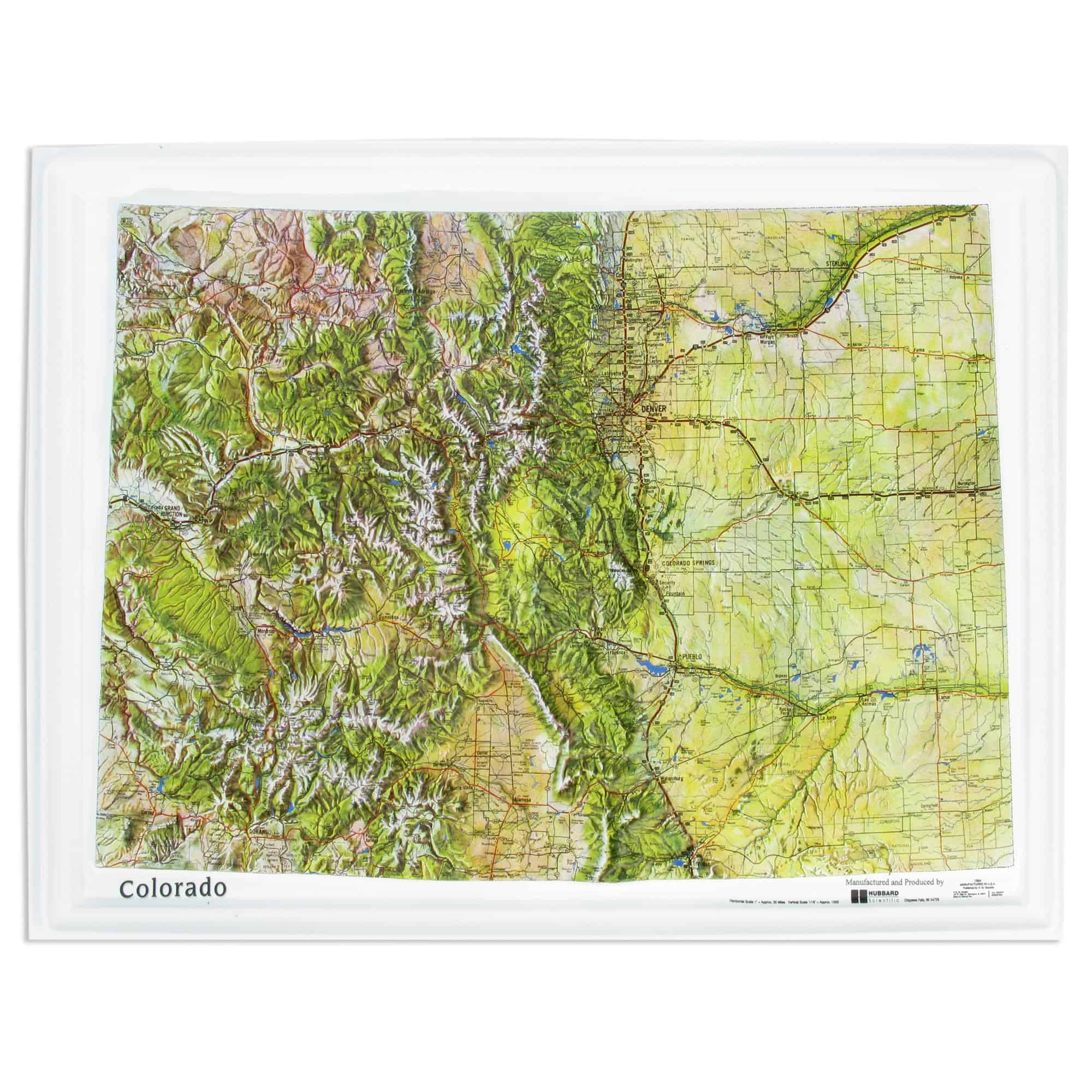 Colorado Satellite Raised Relief Map by Hubbard Scientific - The Map Shop
