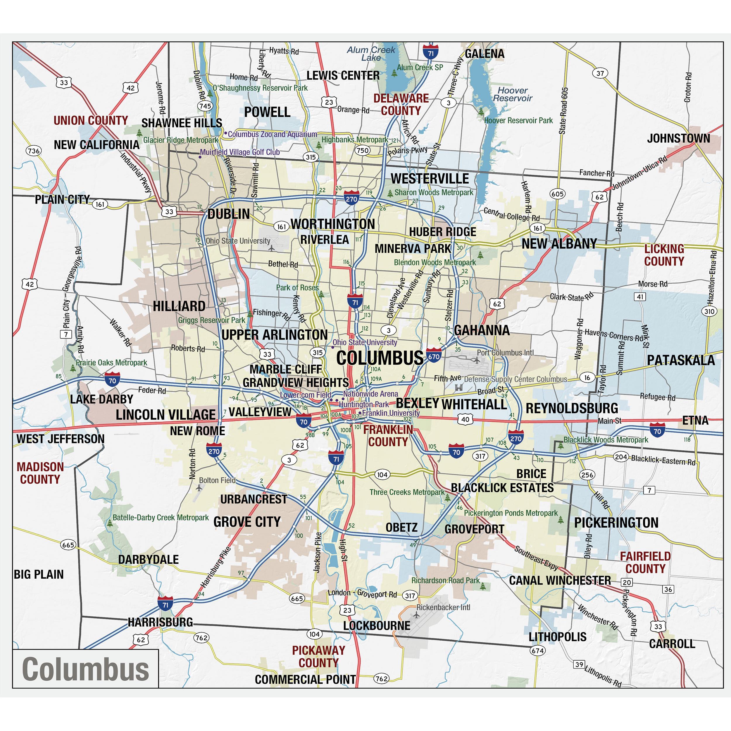 Ohio State Wall Map by MapShop - The Map Shop