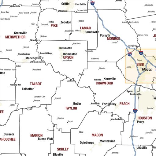 Georgia Territory Planner Wall Map by MapShop - Image 2