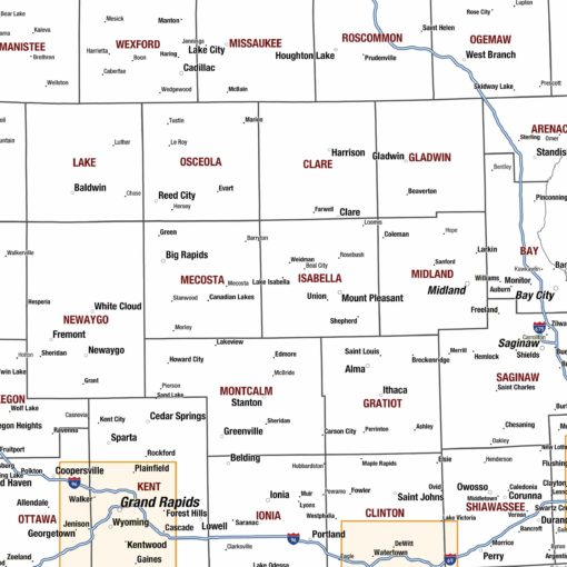 Michigan Territory Planner Wall Map by MapShop - Image 2