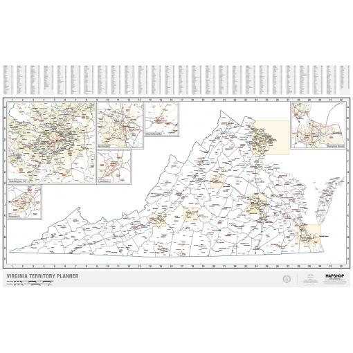 Detailed Virginia map featuring highways, cities, and topographical features for travel planning and navigation.
