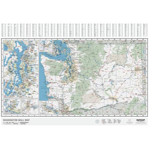 Detailed Washington state map with cities, highways, and geographic features, ideal for travel planning, navigation, and outdoor activities. High-quality topographic and road maps from The Map Shop.