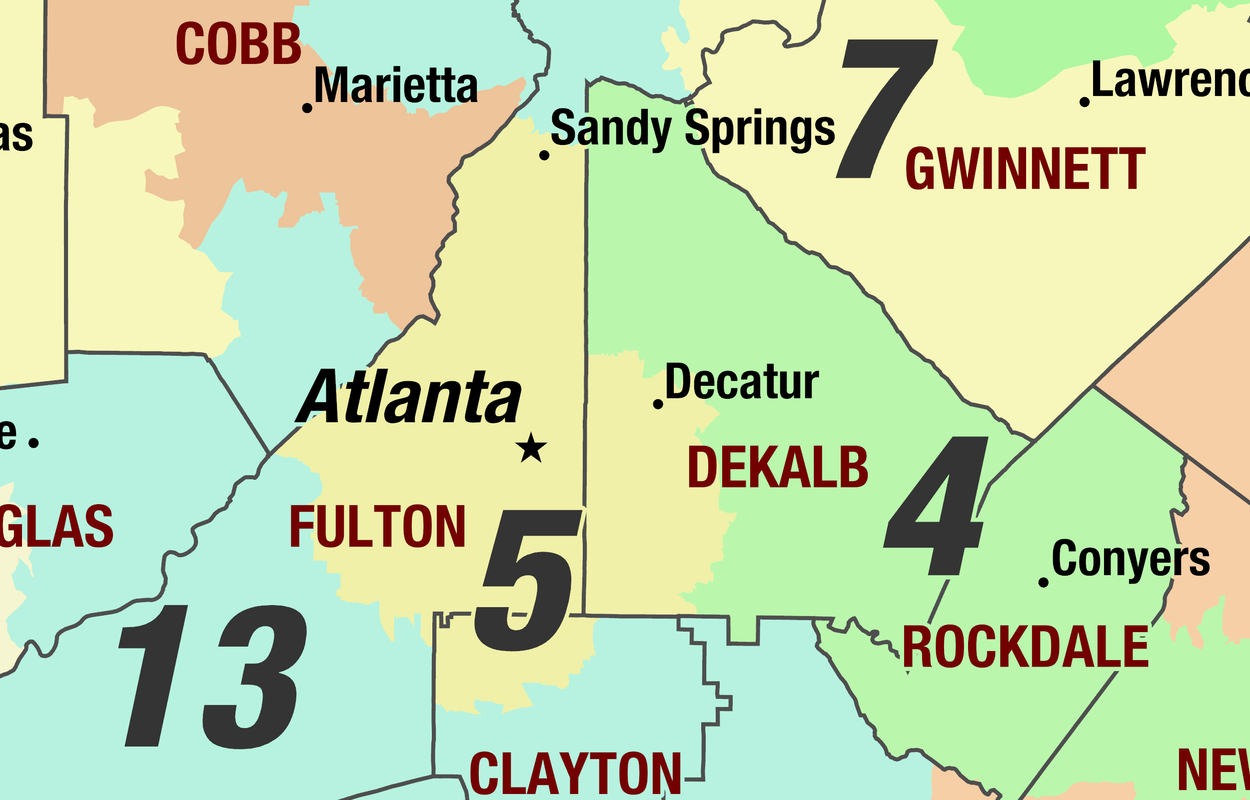 2024 Congressional Districts Wall Map by The Map Shop