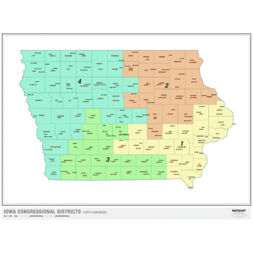 Iowa 2024 Congressional Districts Wall Map by MapShop