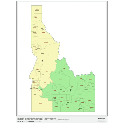 Idaho 2024 Congressional Districts Wall Map by MapShop