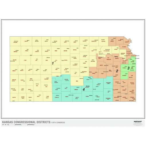 Kansas 2024 Congressional Districts Wall Map by MapShop