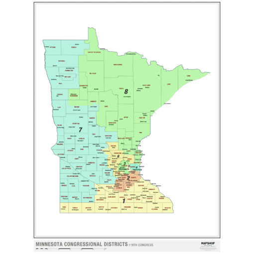 Minnesota 2024 Congressional Districts Wall Map by MapShop
