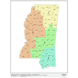 Mississippi 2024 Congressional Districts Wall Map by MapShop