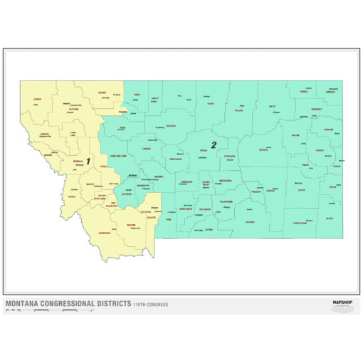 Montana 2024 Congressional Districts Wall Map by MapShop