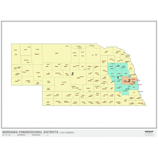 Nebraska 2024 Congressional Districts Wall Map by MapShop