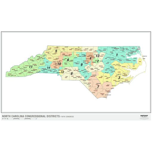 North Carolina 2024 Congressional Districts Wall Map by MapShop