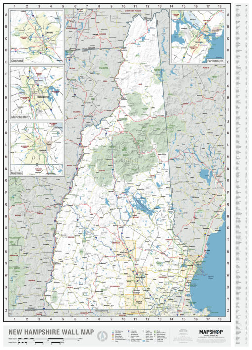 New Hampshire State Wall Map by MapShop