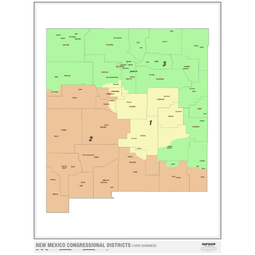 New Mexico 2024 Congressional Districts Wall Map by MapShop
