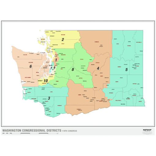 Washington 2024 Congressional Districts Wall Map by MapShop