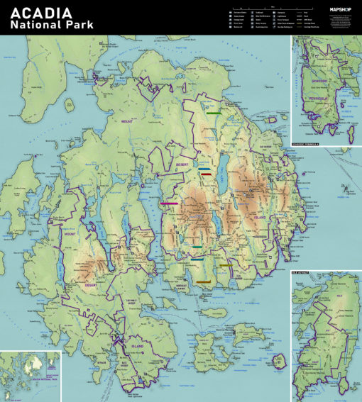 Acadia National Park Wall Map by MapShop