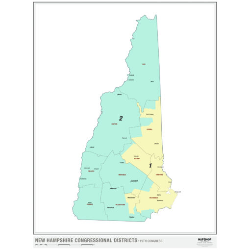 New Hampshire 2024 Congressional Districts Wall Map by MapShop