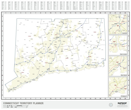 Connecticut Territory Planner Wall Map by MapShop