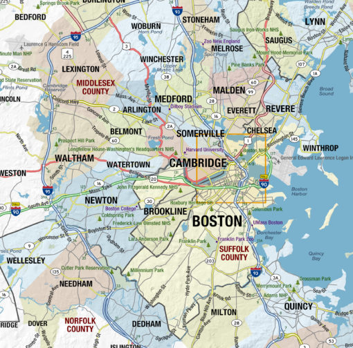Massachusetts State Wall Map by MapShop - Image 3