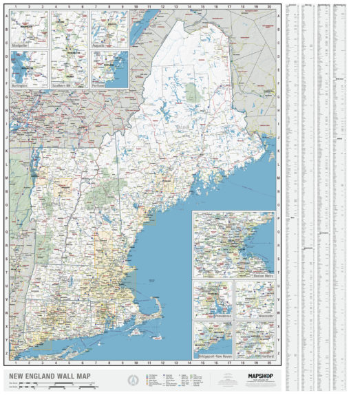 New England Regional Wall Map by MapShop