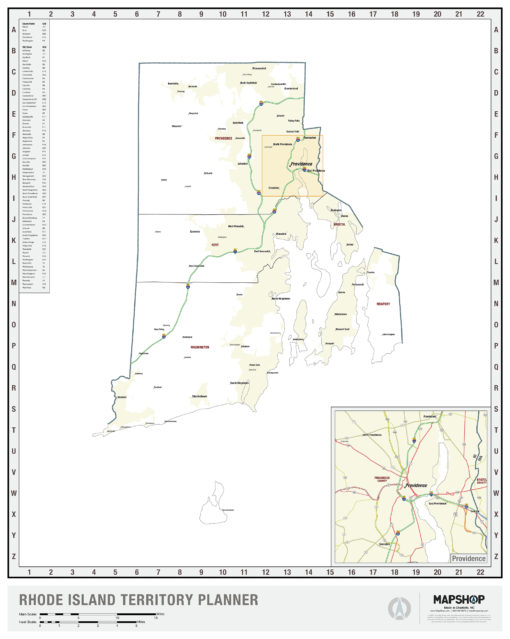 Rhode Island Territory Planner Wall Map by MapShop