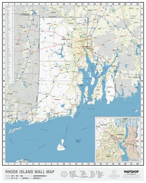 Rhode Island State Wall Map by MapShop