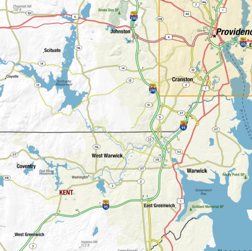 Rhode Island State Wall Map by MapShop - Image 2