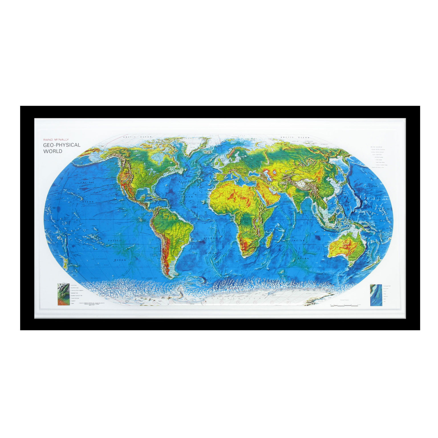 3d Raised Relief Map of the Geo-World Map