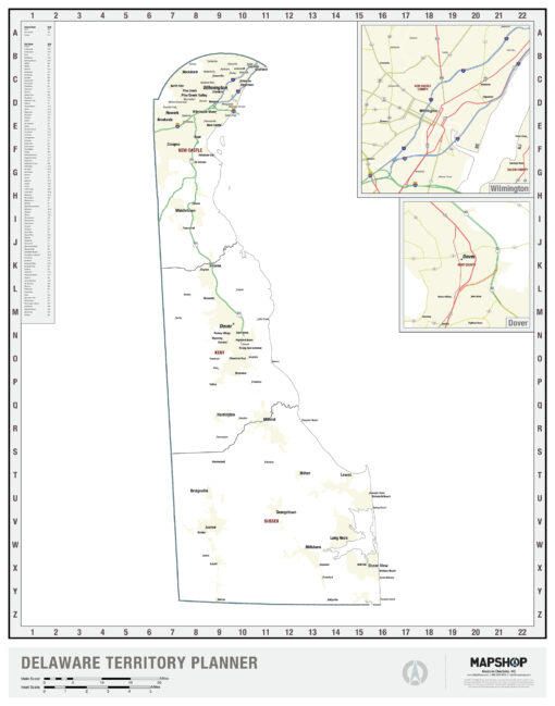 Delaware Territory Planner Wall Map by MapShop