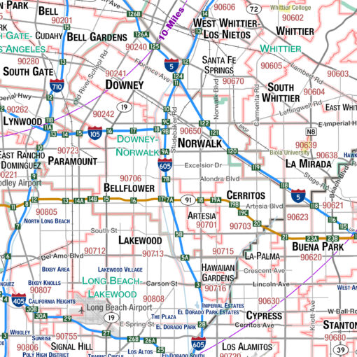 Los Angeles, CA 50-Mile Radius Wall Map by MapShop - Image 2