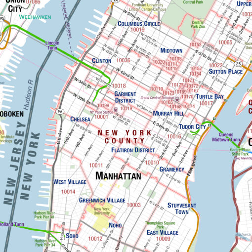 New York City, NY 50-Mile Radius Wall Map by MapShop - Image 3