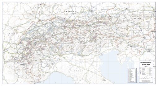 Ski Resort Map of the Alps - Panoramic by 2theAlps