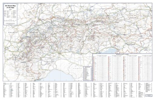 Ski Resort Map of the Alps with Index by 2theAlps