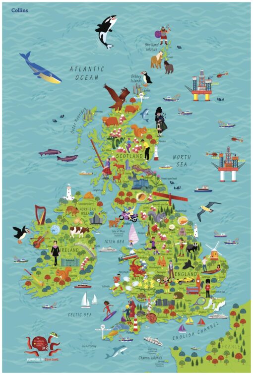 Collins Children's Wall Map of the United Kingdom & Ireland by Collins