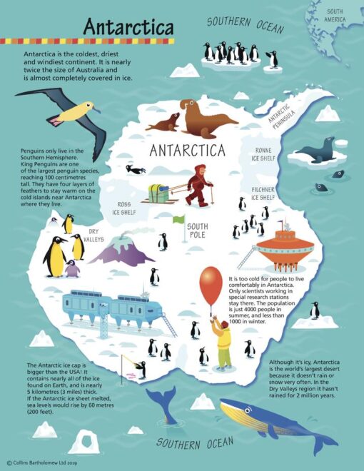 Collins Children's Antarctica Wall Map by Collins