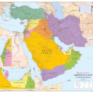 Middle East Wall Map by Global Mapping