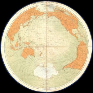James Polar Projection of the Globe, Pacific Center (1860) by Artokoloro