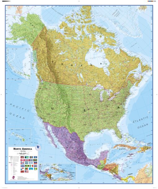 North America Political Wall Map by Maps International