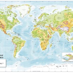 Color Blind Friendly Children's Physical Map of the World â€“ Small by Cosmographics