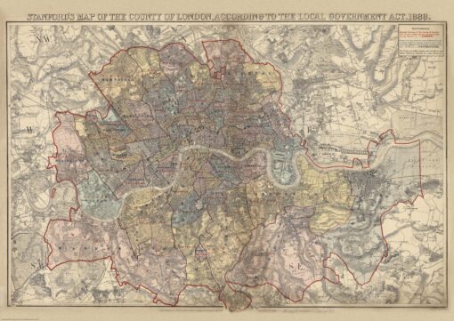Stanford's Map of the County of London (1888) by Stanfords