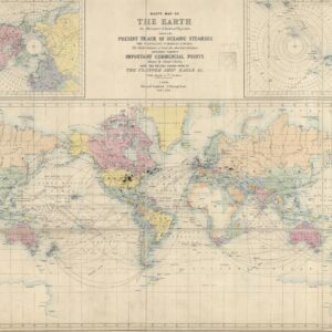 Stanford's Route Map of the Earth Colour (1854) by Stanfords