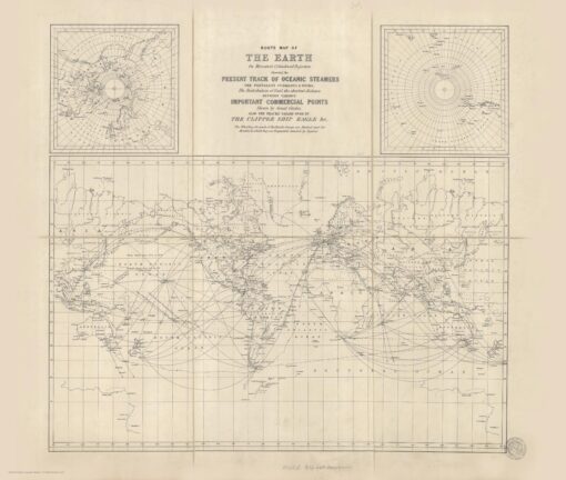 Stanford's Route Map of the Earth Black and White (1853) by Stanfords